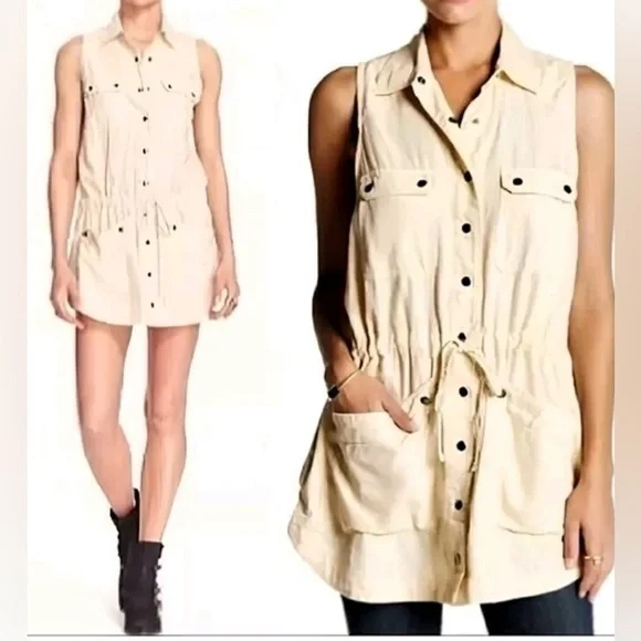 Free People Dress/ Tunic Utility w Pockets 
Size M - Picture 4 of 4
